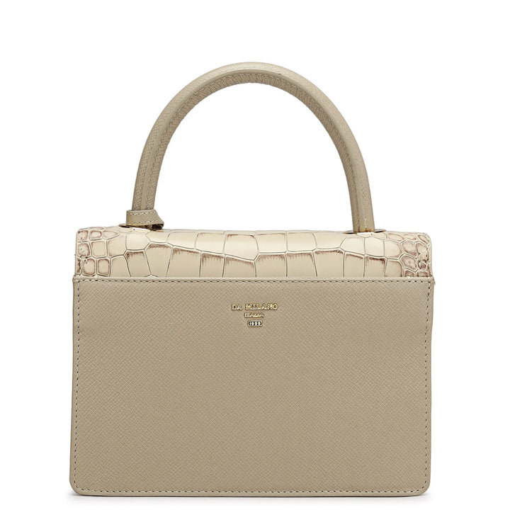 Small Croco Franzy Leather Satchel - Frost