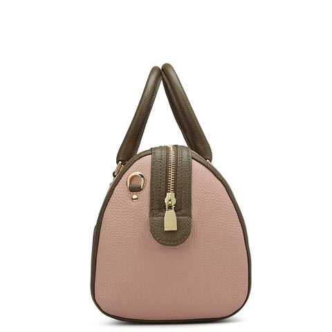 Medium Monogram Leather Satchel - Baby Pink