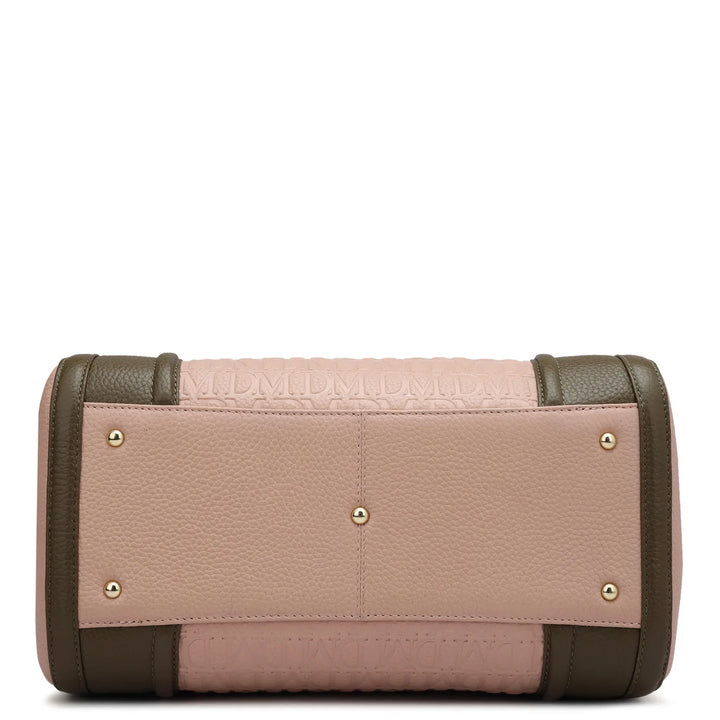 Medium Monogram Leather Satchel - Baby Pink