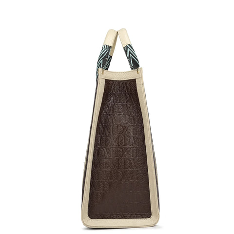 Medium Monogram Leather Book Tote - Chocolate