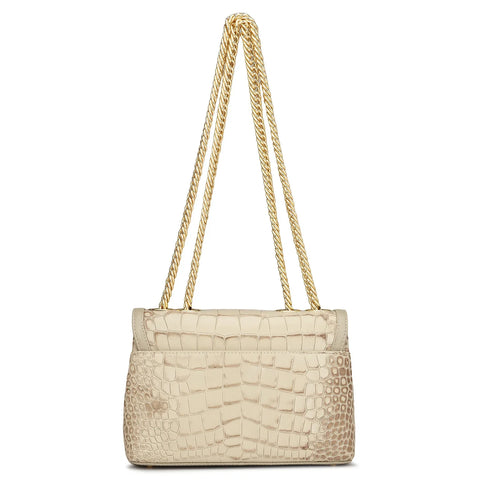 Small Croco Leather Shoulder Bag - Frost