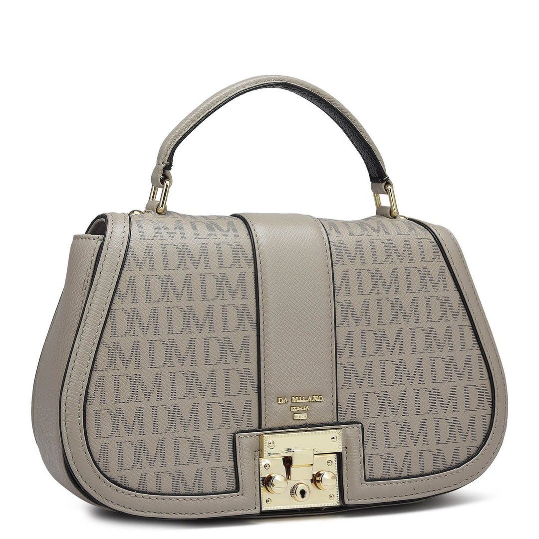 Small Monogram Franzy Leather Satchel - Chalk