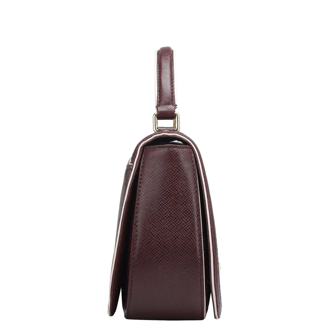 Small Monogram Franzy Leather Satchel - Wine