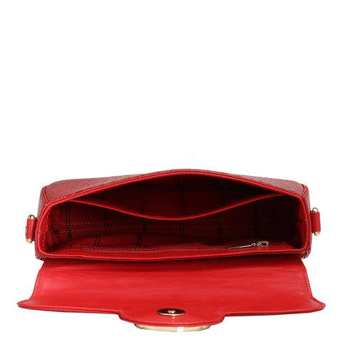 Small Croco Leather Shoulder Bag - Tomato