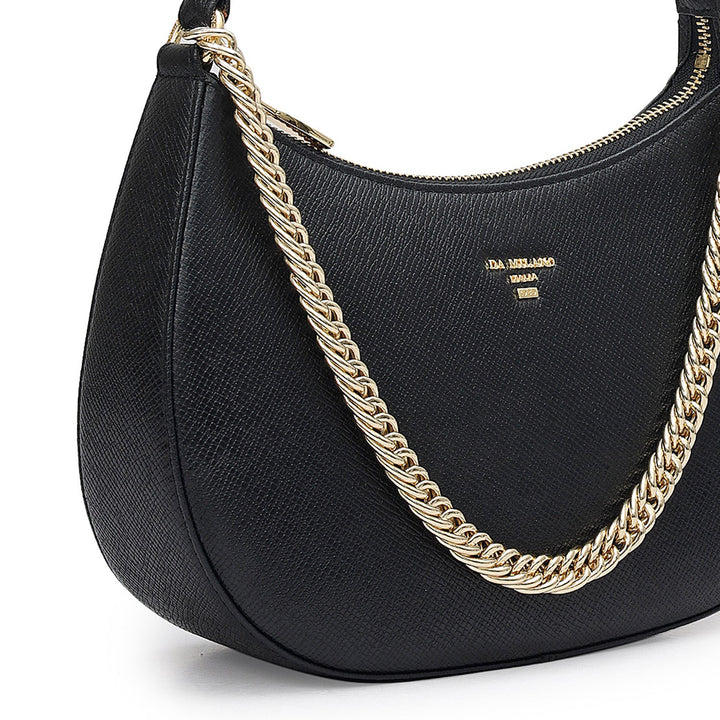 Small Franzy Leather Baguette - Black