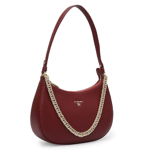 Small Franzy Leather Baguette - Cherry