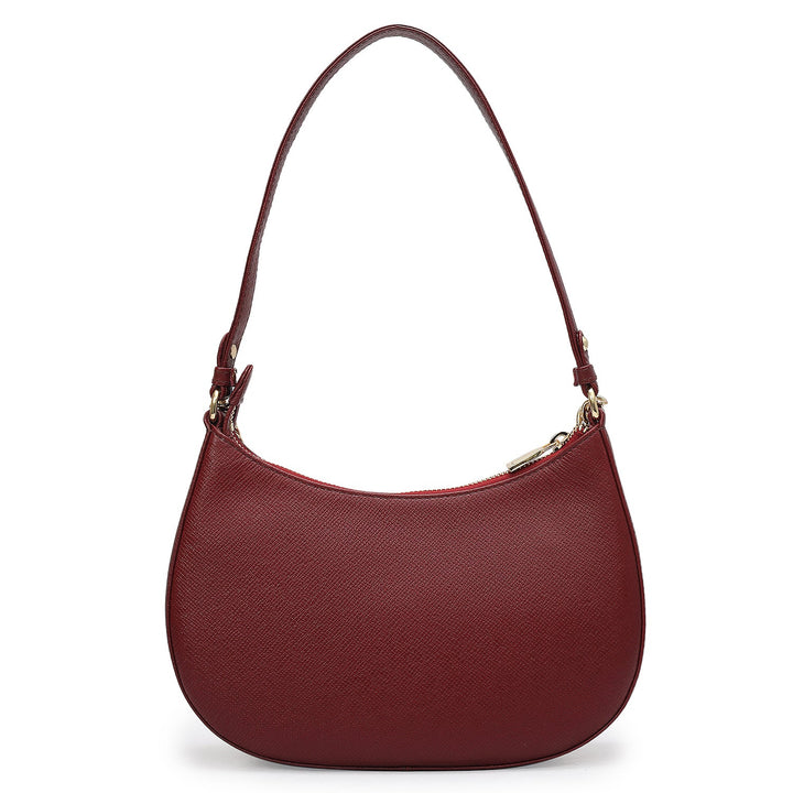 Small Franzy Leather Baguette - Cherry