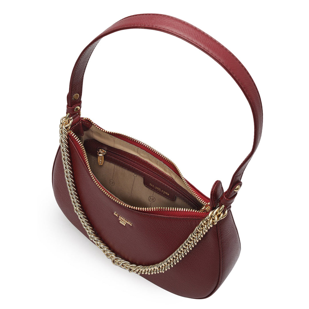 Small Franzy Leather Baguette - Cherry