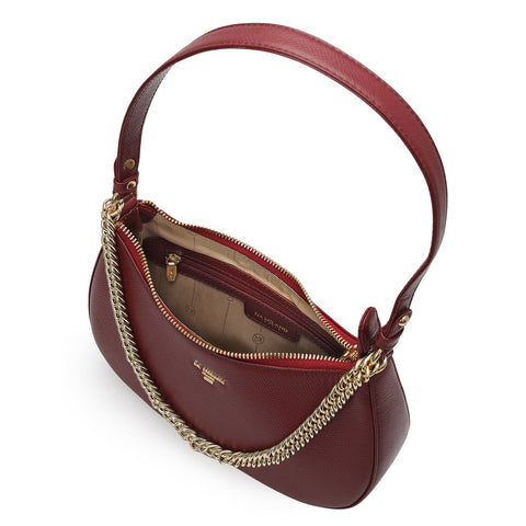 Small Franzy Leather Baguette - Cherry