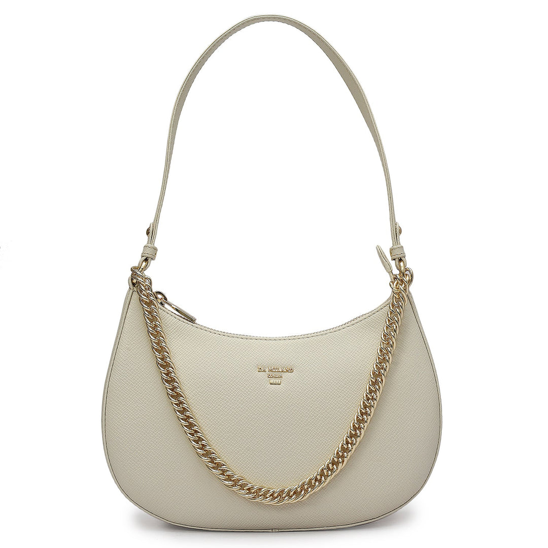 Small Franzy Leather Baguette - Marshmallow