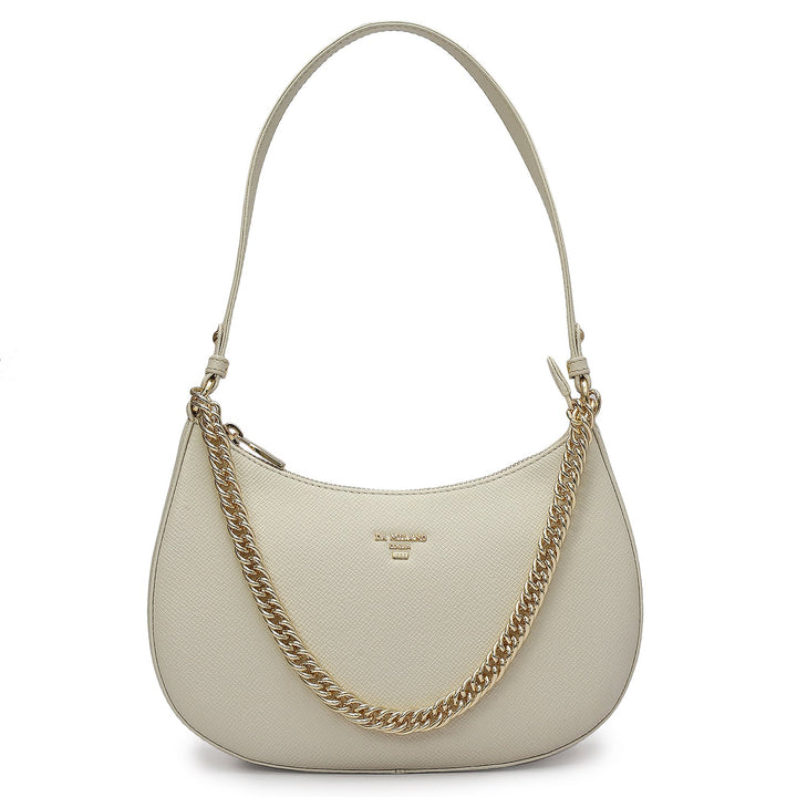 Small Franzy Leather Baguette - Marshmallow