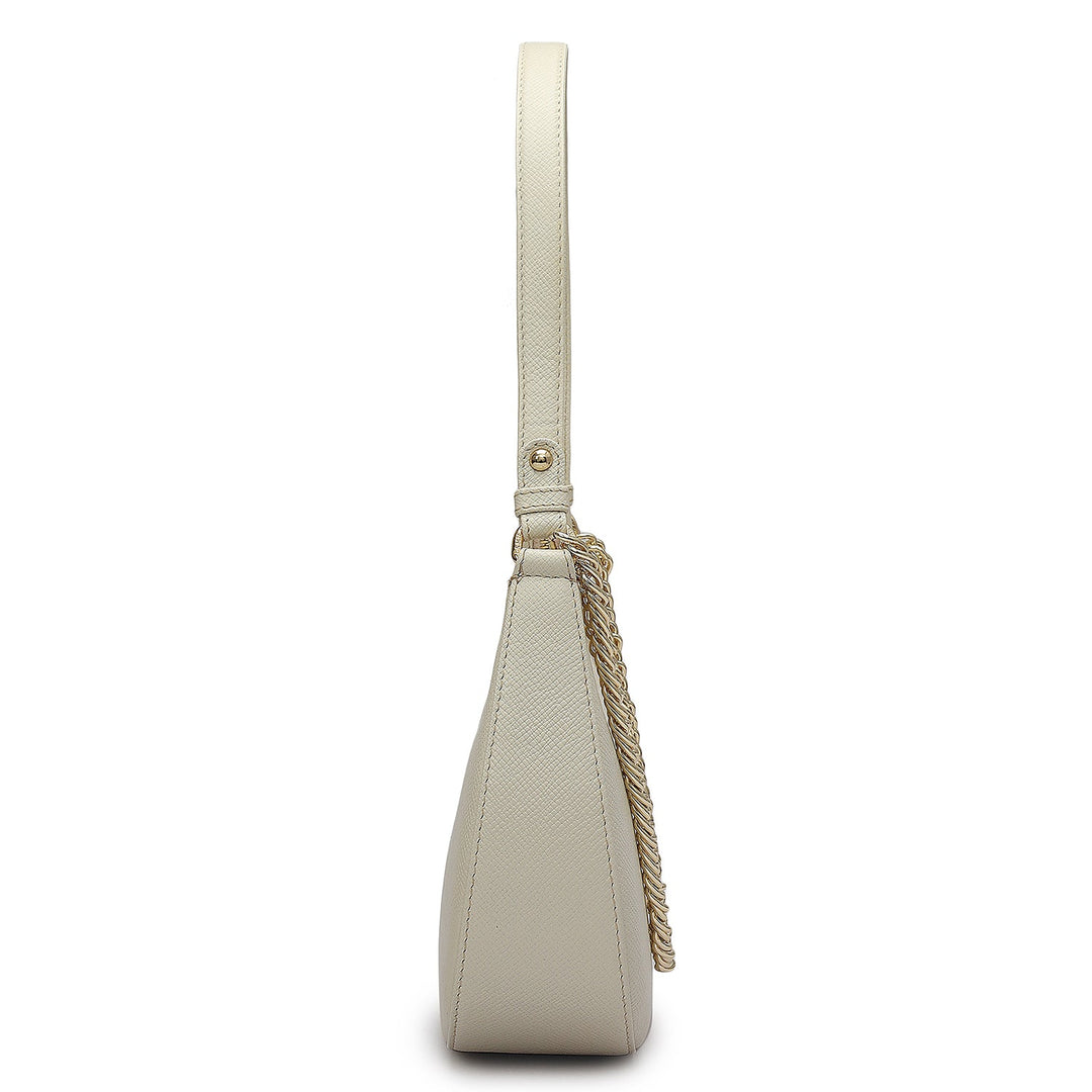 Small Franzy Leather Baguette - Marshmallow