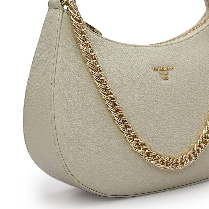 Small Franzy Leather Baguette - Marshmallow