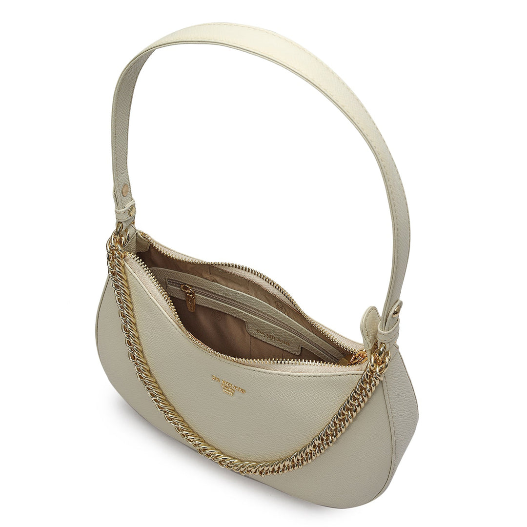 Small Franzy Leather Baguette - Marshmallow