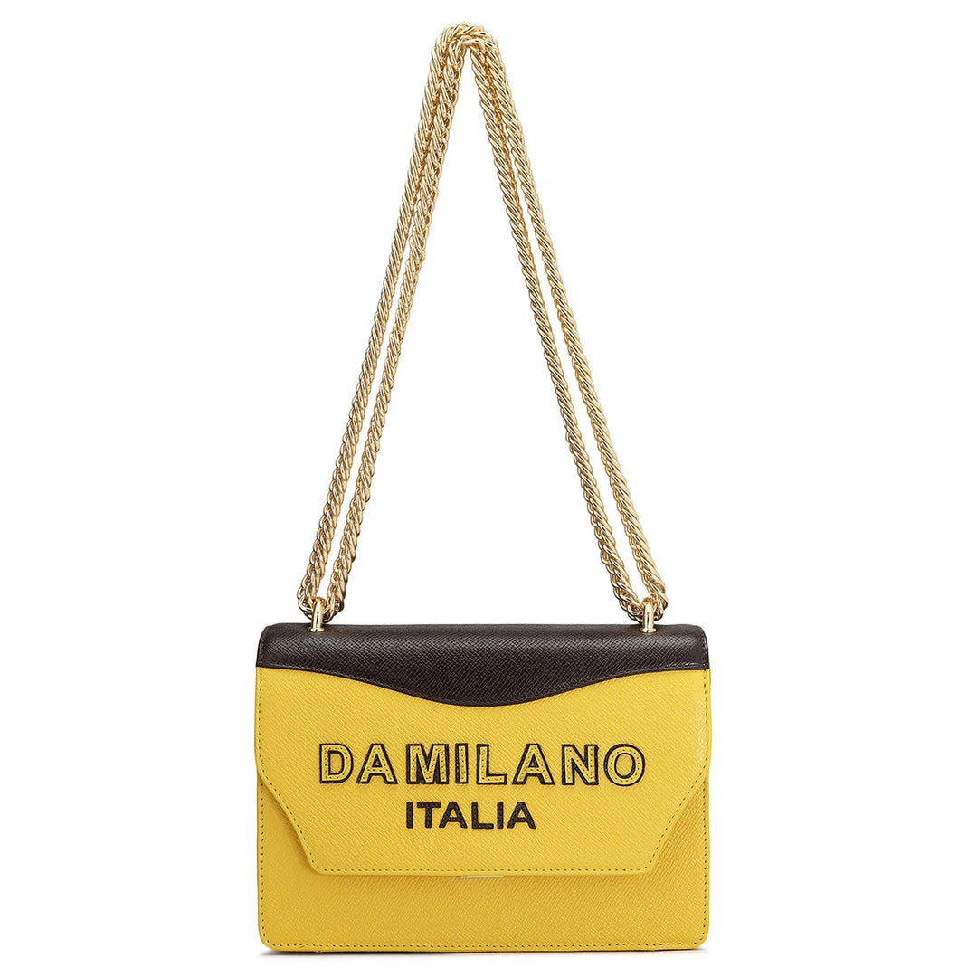 Small Franzy Leather Shoulder Bag - Minion & Chocolate