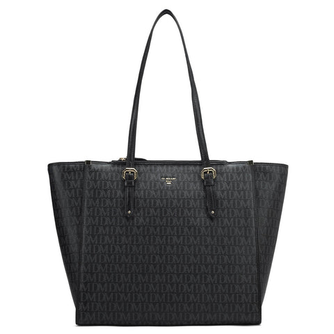 Medium Monogram Leather Tote - Black