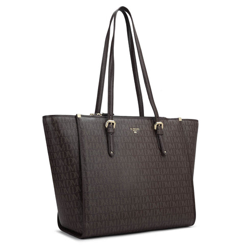 Medium Monogram Leather Tote - Chocolate