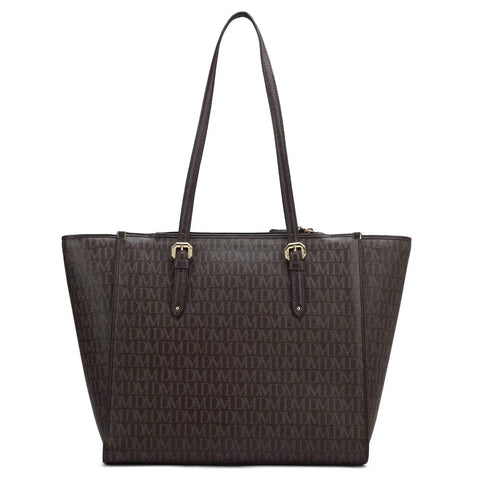 Medium Monogram Leather Tote - Chocolate