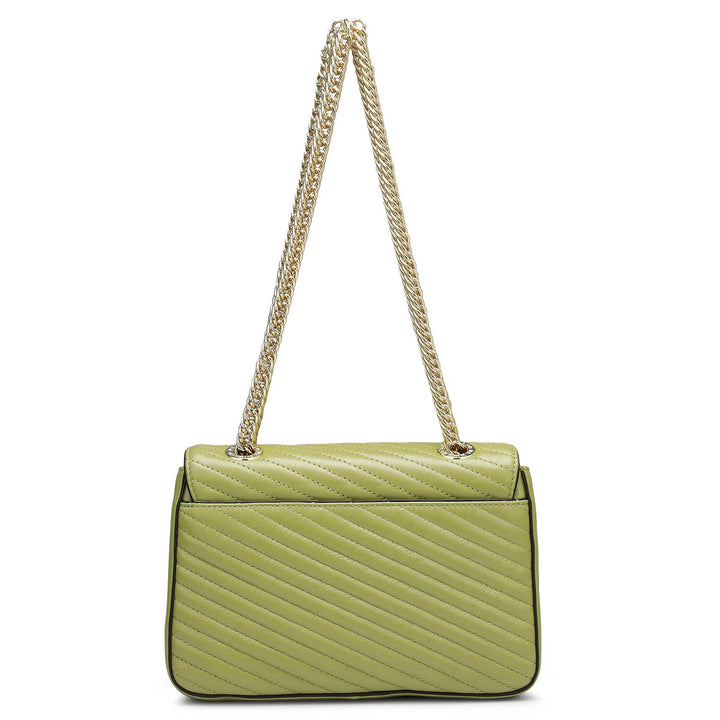 Small Quilting Leather Shoulder Bag - Olive