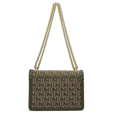 Small Canvas Wax Leather Shoulder Bag - Moss