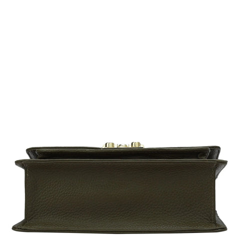 Small Canvas Wax Leather Shoulder Bag - Moss