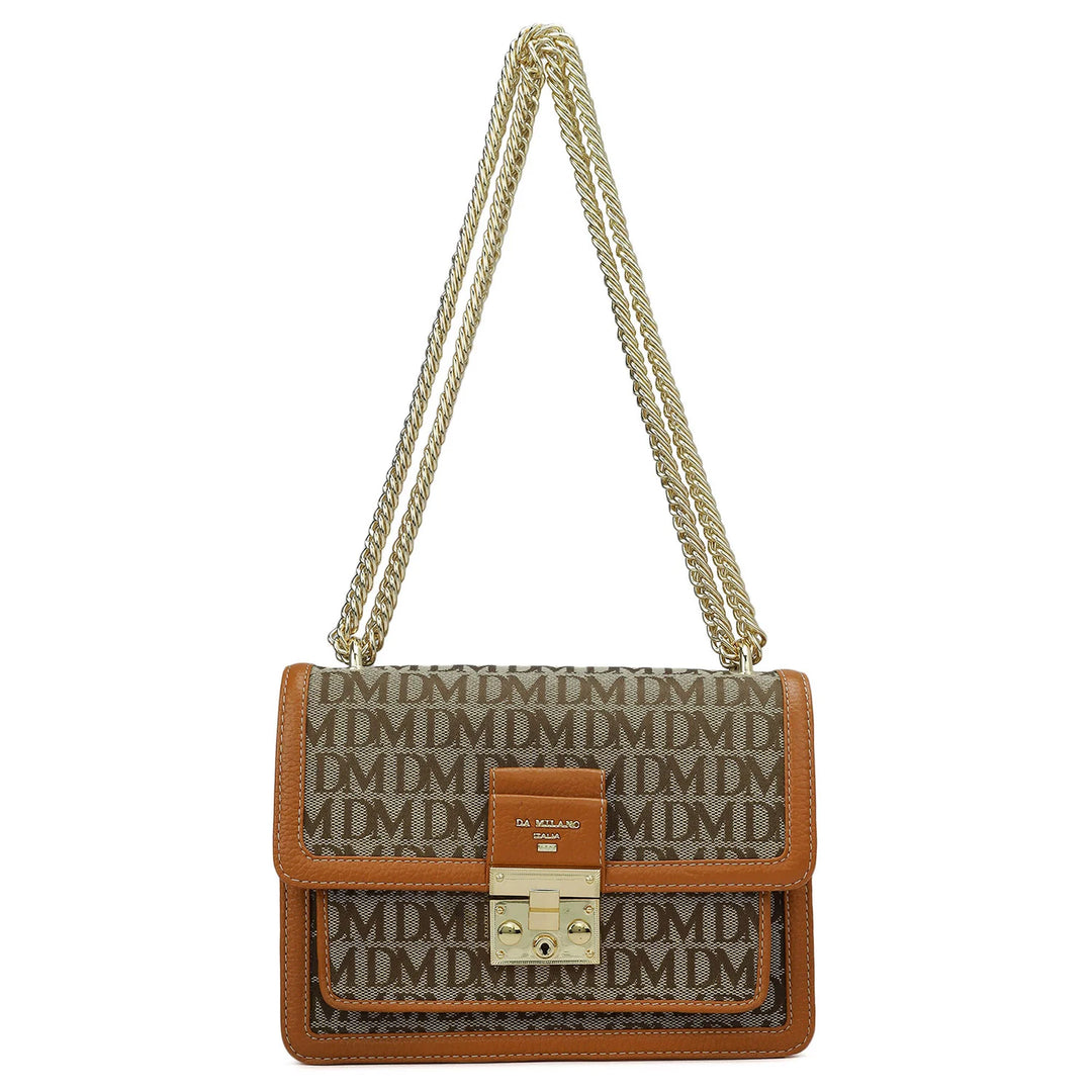 Small Canvas Wax Leather Shoulder Bag - Orange