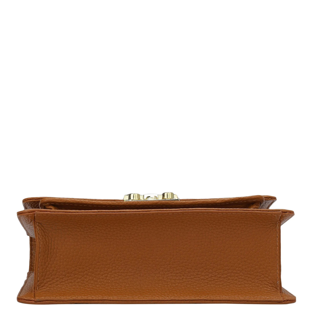 Small Canvas Wax Leather Shoulder Bag - Orange