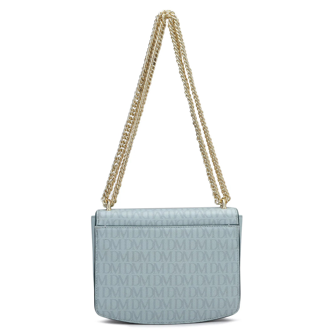 Small Monogram Franzy Leather Shoulder Bag - Cloud Blue