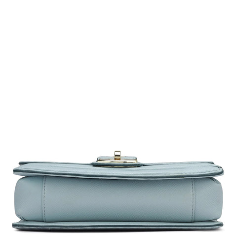 Small Monogram Franzy Leather Shoulder Bag - Cloud Blue