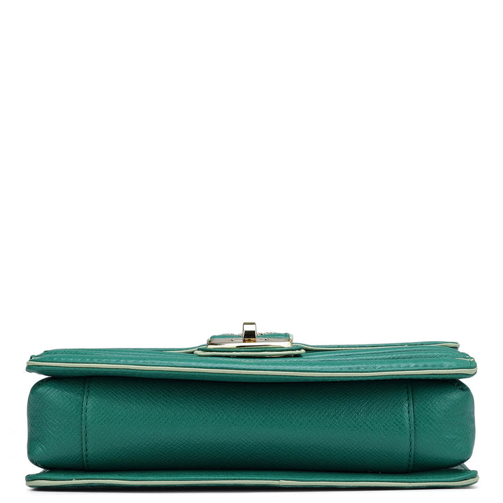 Small Monogram Franzy Leather Shoulder Bag - Emerald Green