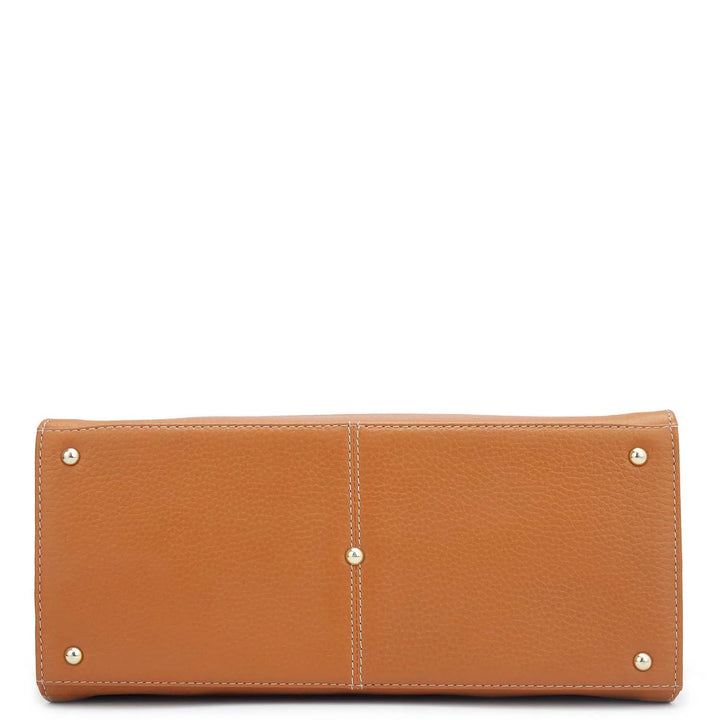 Small Canvas Wax Leather Book Tote - Orange