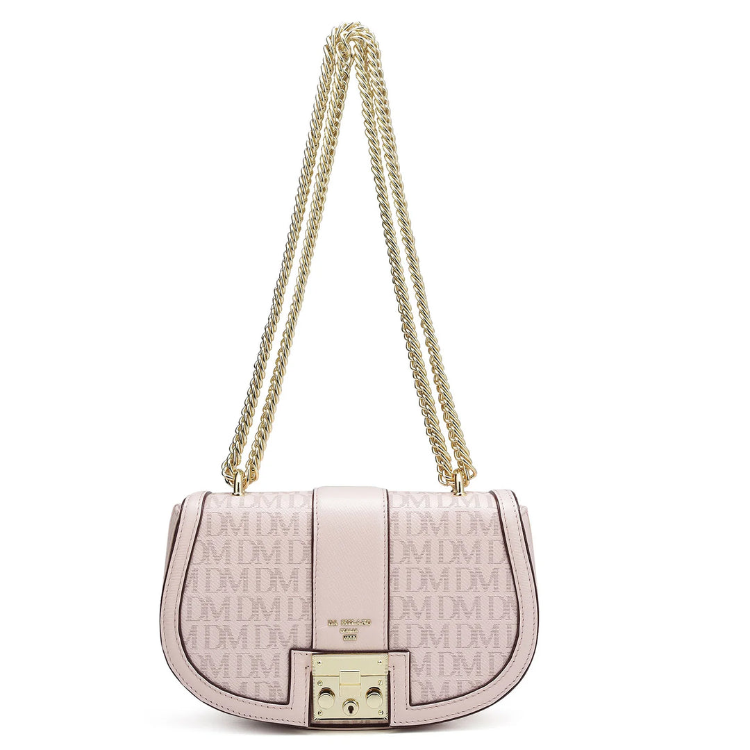 Small Monogram Franzy Leather Shoulder Bag - Blush