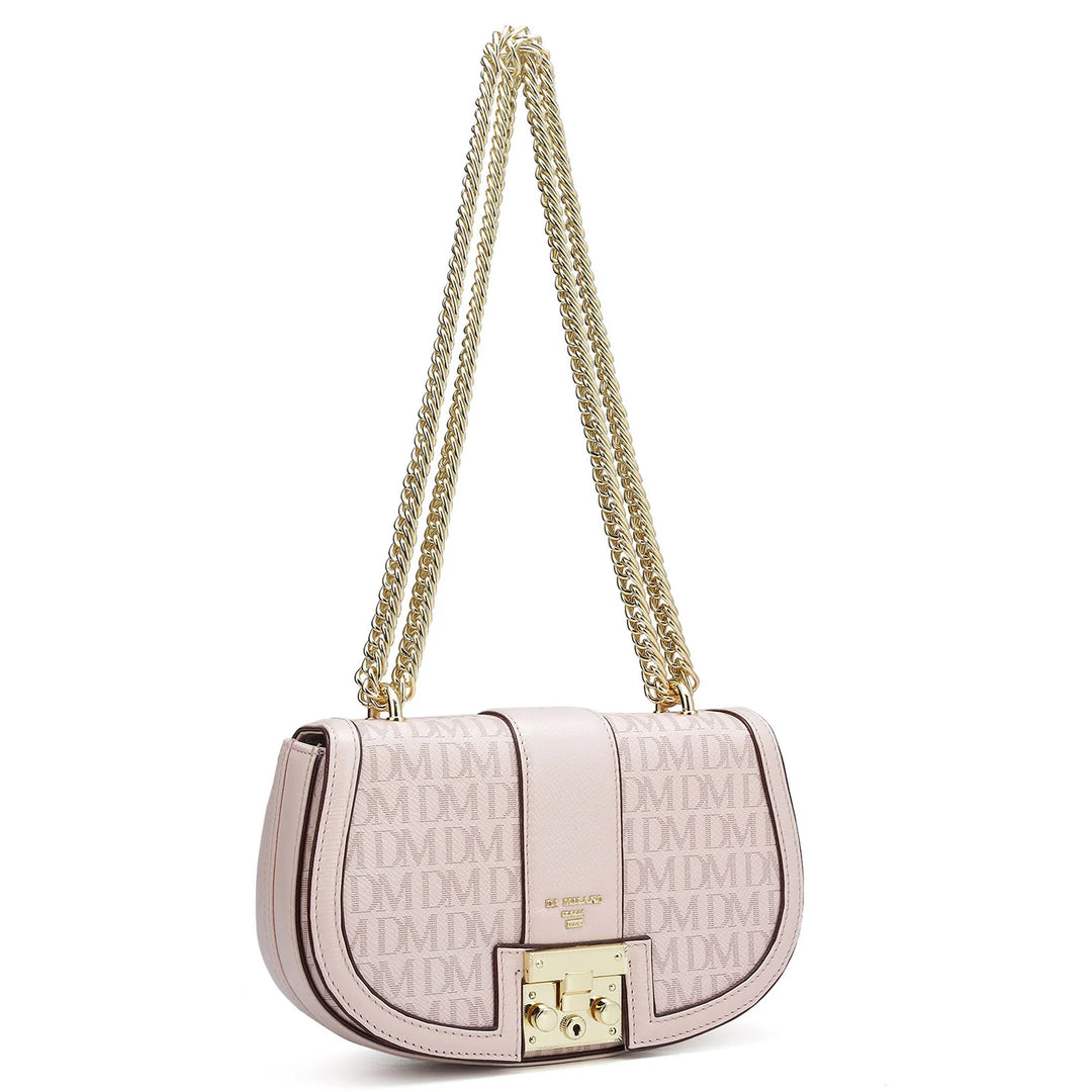 Small Monogram Franzy Leather Shoulder Bag - Blush