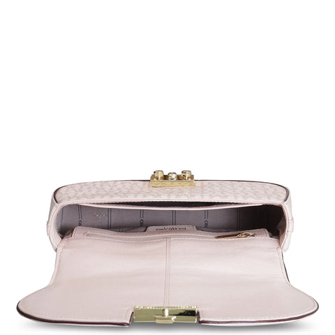 Small Monogram Franzy Leather Shoulder Bag - Blush