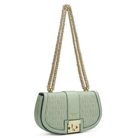 Small Monogram Franzy Leather Shoulder Bag - Mint