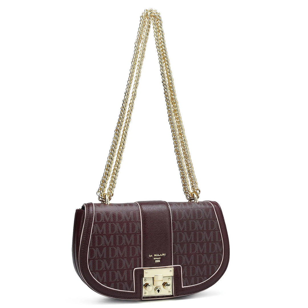 Small Monogram Franzy Leather Shoulder Bag - Wine