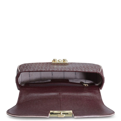 Small Monogram Franzy Leather Shoulder Bag - Wine