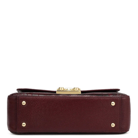 Small Croco Leather Baguette - Wine