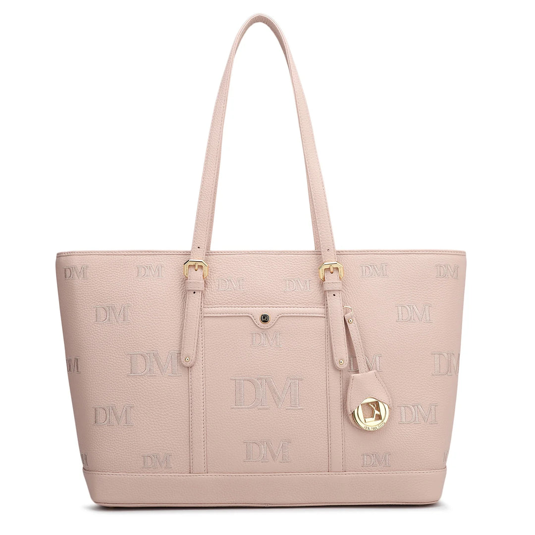 Large Wax Leather Tote - Baby Pink