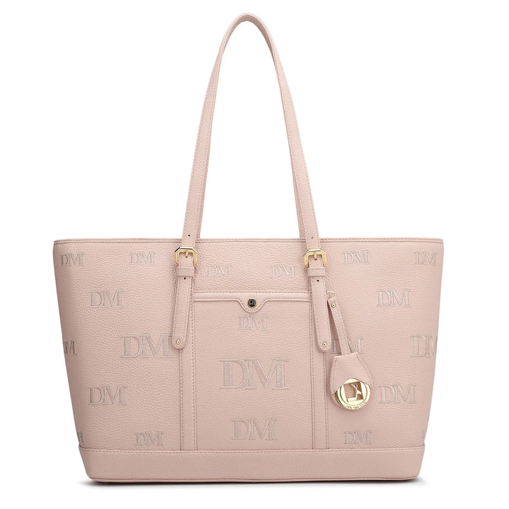 Large Wax Leather Tote - Baby Pink