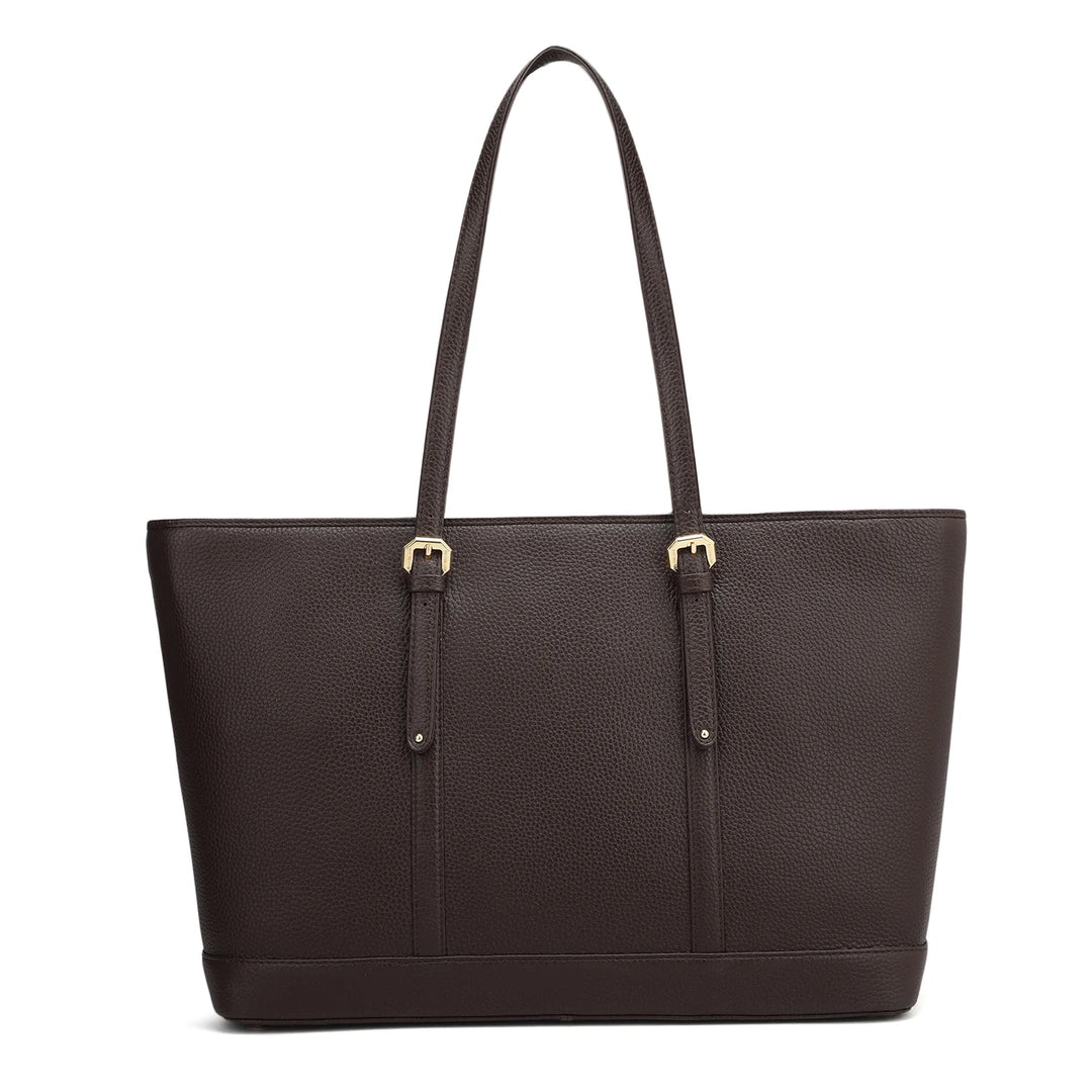 Large Wax Leather Tote - Chocolate