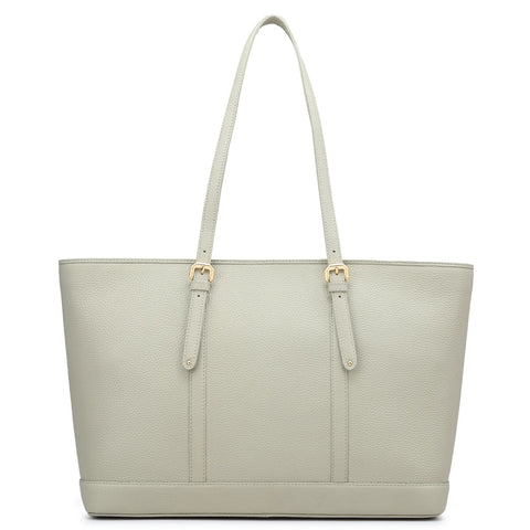 Large Wax Leather Tote - Khaki