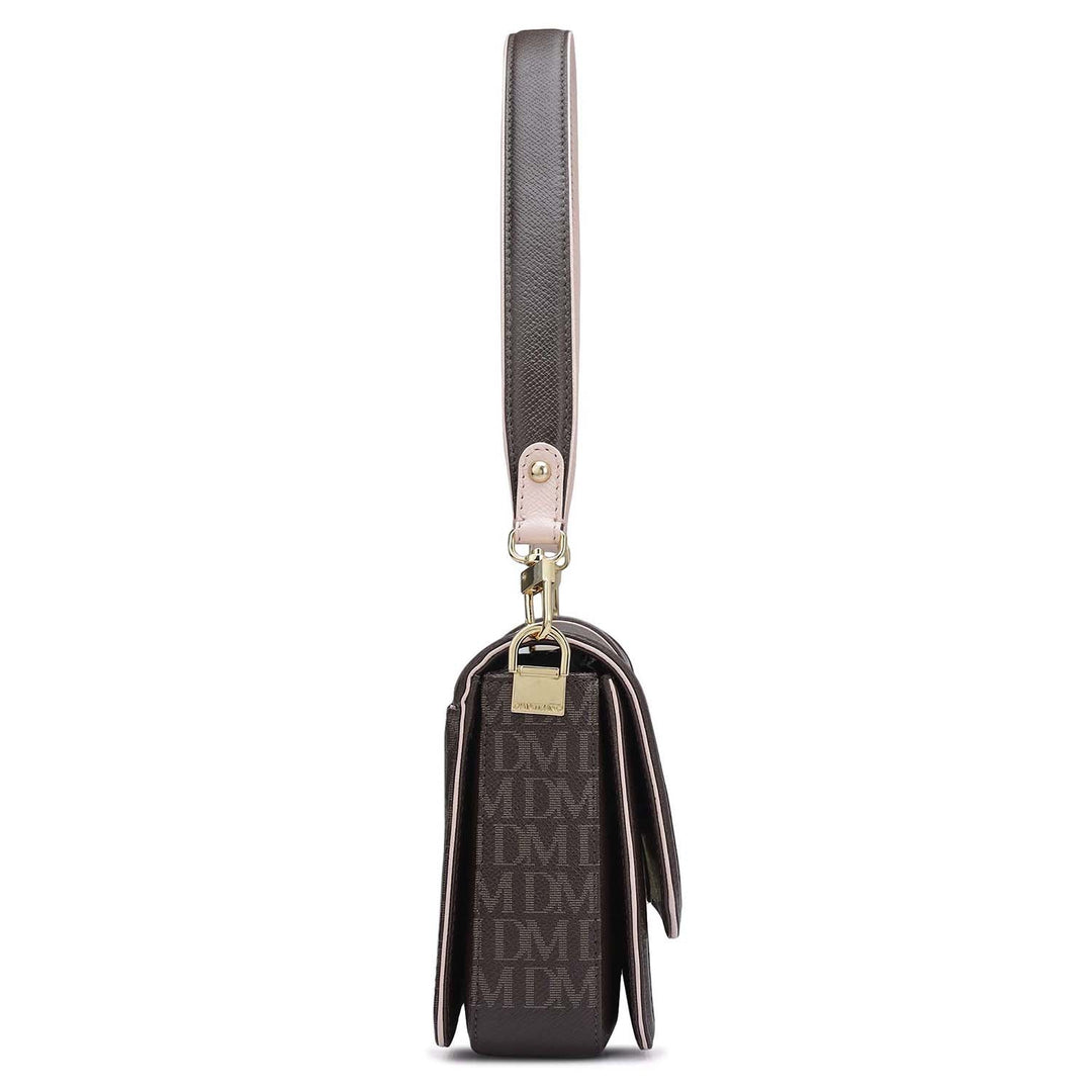 Small Monogram Franzy Leather Baguette - Chocolate