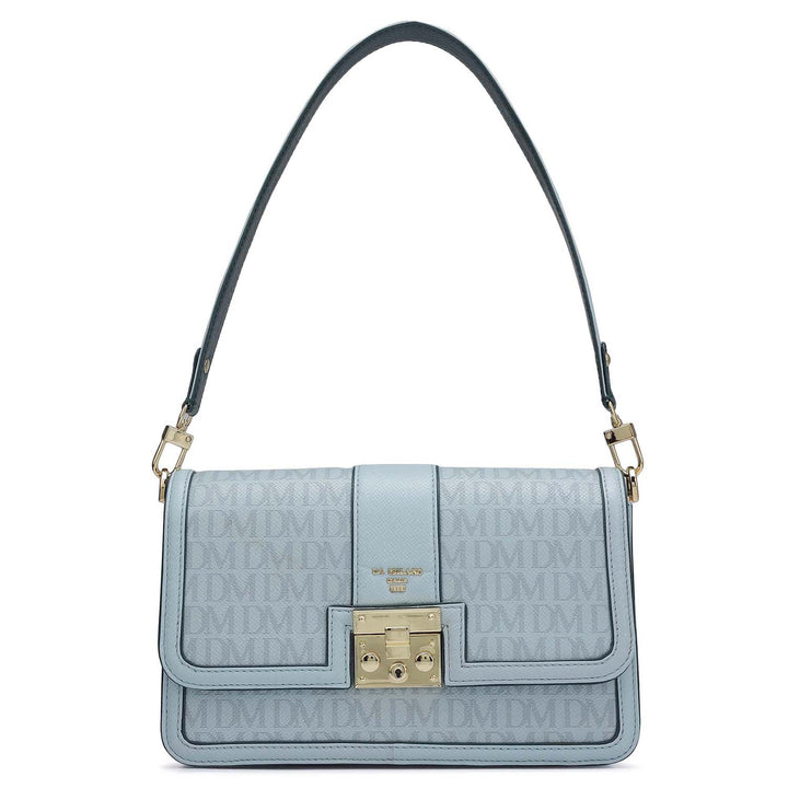 Small Monogram Franzy Leather Baguette - Cloud Blue