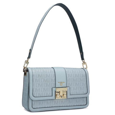 Small Monogram Franzy Leather Baguette - Cloud Blue