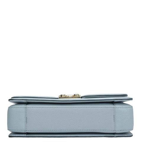 Small Monogram Franzy Leather Baguette - Cloud Blue