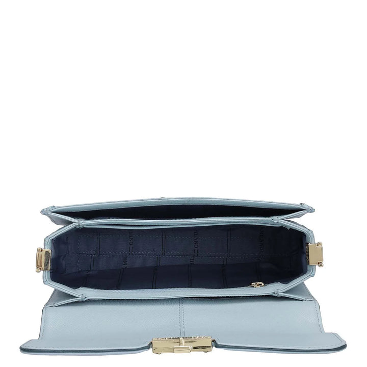 Small Monogram Franzy Leather Baguette - Cloud Blue