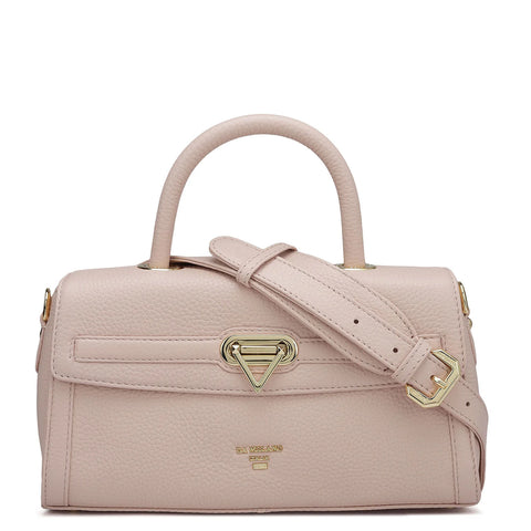 Small Wax Leather Satchel - Baby Pink