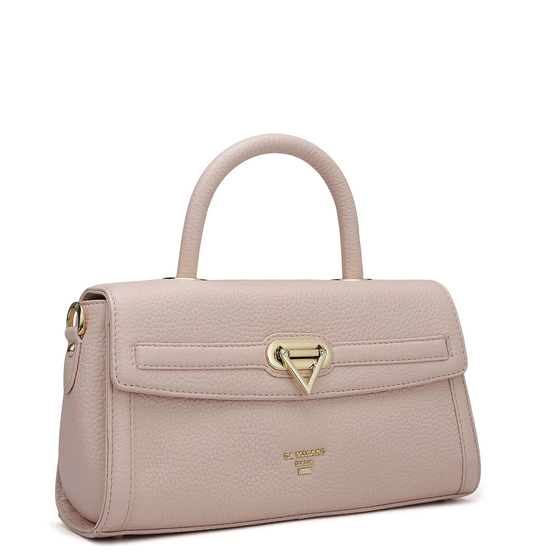 Small Wax Leather Satchel - Baby Pink