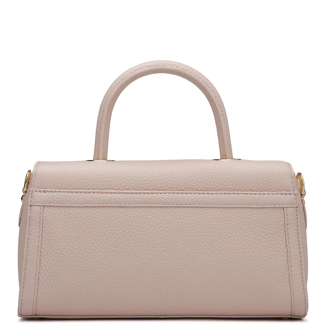 Small Wax Leather Satchel - Baby Pink